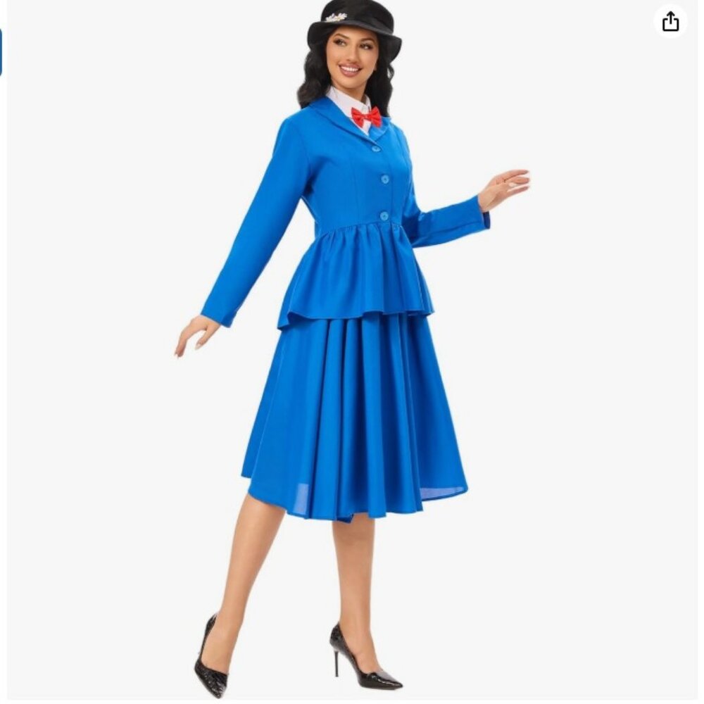 Joyful Start Women's Size XL Mary Poppins Costume Hat & Dress